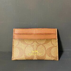 Coach Signature Brown and Tan Card Holder